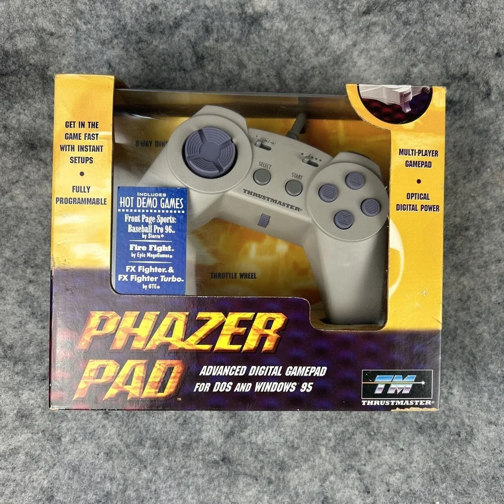 Vintage Thrustmaster Phazer Pad Video Game Controller PC For‎ Dos & Windows 95